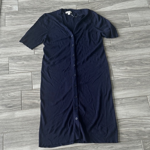 Navy Button-Down Midi Dress - Picture 1 of 4